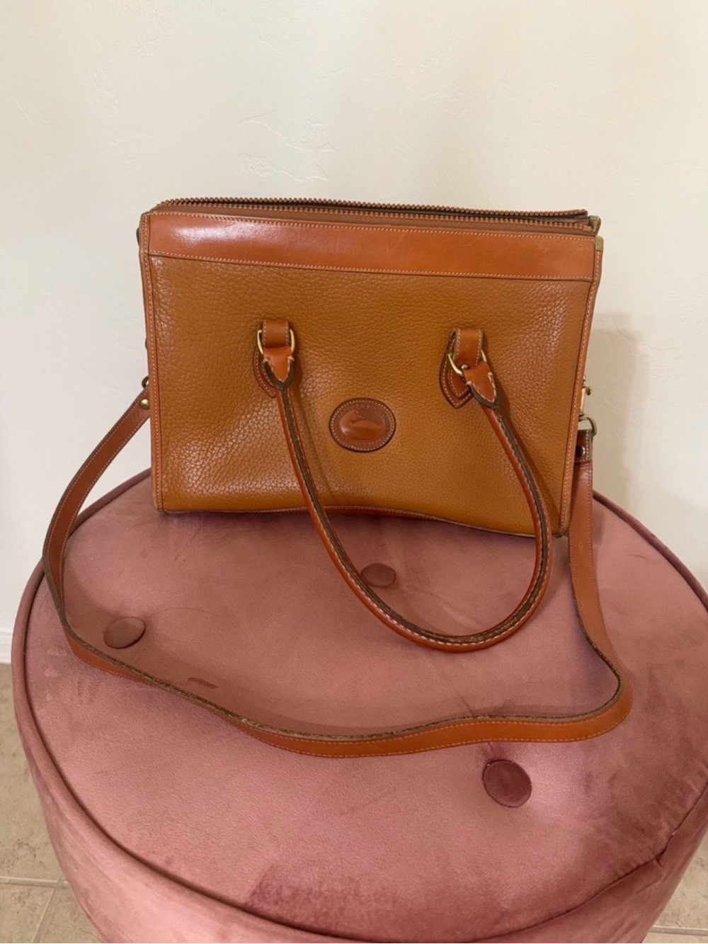 Dooney & Bourke Brown Pebbled Leather Shoulder Bag